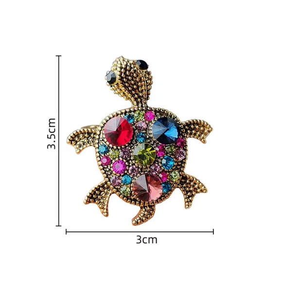 Betsey Johnson Pink Crystal Turtle Brooch - Picture 3 of 5